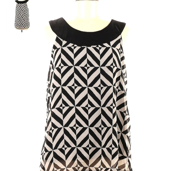 Avon Signature Collection Geometric patterns Top blk wht sz 1X - Picture 1 of 12